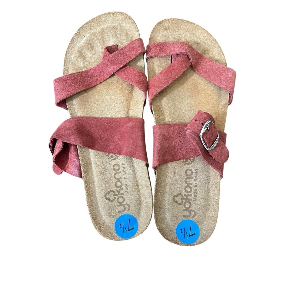 Yokono 7.5 Suede Slide Slip On Toe Loop Sandals Women's Size 8 Burnt Orange